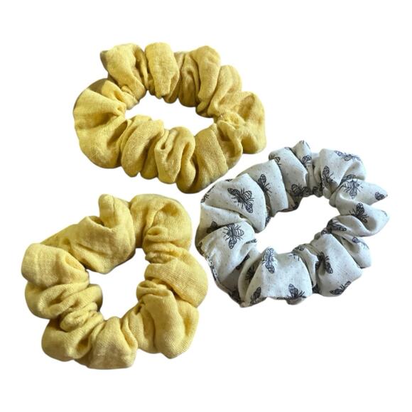 Assorted Hair Scrunchies Handmade Yellow 100% Cotton Bumble Bee Theme NEW X3 - Picture 6 of 6